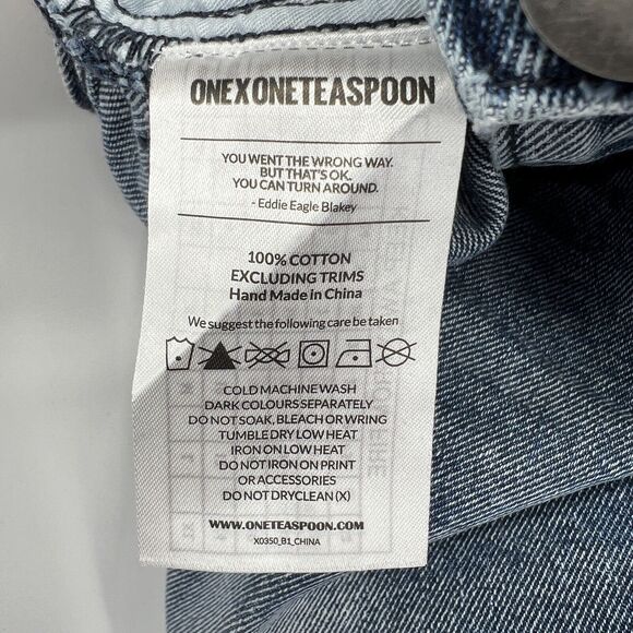 ONE TEASPOON Blue Society FREEBIRDS Distressed Step Hem Skinny Jeans 25 - Picture 7 of 12